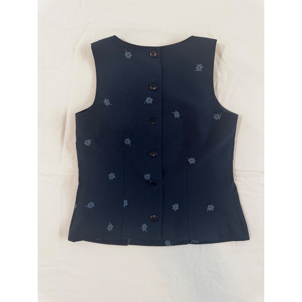 Vintage 90s DBY Floral Navy Cottagecore Coquette 2-Piece Mini Skirt Set Size 3/4 - Picture 2 of 8